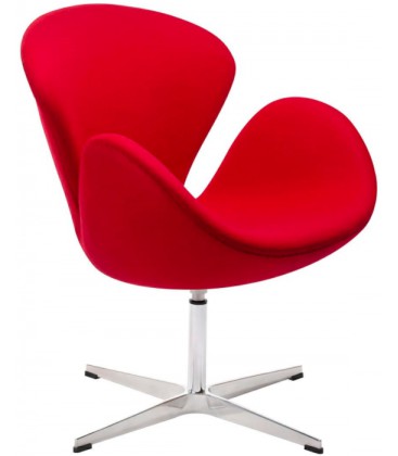 Fotel w stylu Swan wełna w kolorze czerwonym
